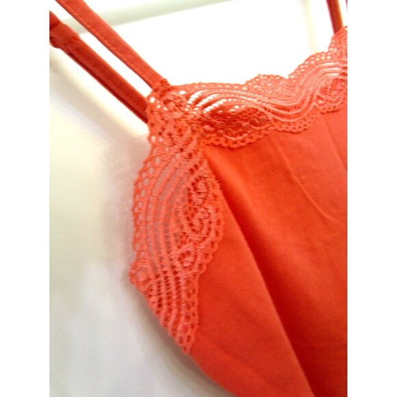 ANN TAYLOR Coral/Pink Camisole - Lace Adjustable Strap - Women XS Cotton Blend - Picture 5 of 14